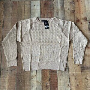 Love University Women’s Size 3X Tan Crewneck Cable Knit Sweater